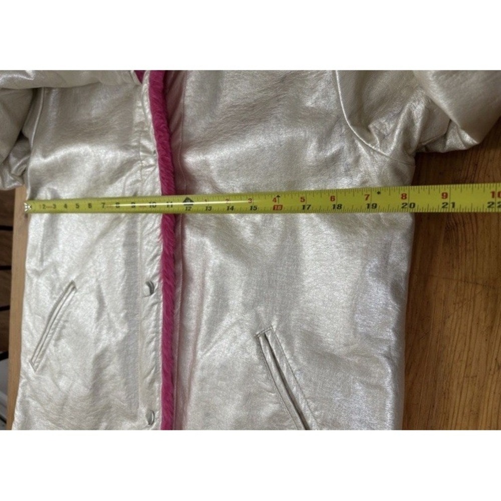 Free Press Women Coat Reversible Sherpa Faux Fur Pink Gold Size S - Picture 9 of 10